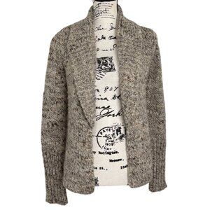 Talbots Open Front Knit Cardigan Sweater Chunky Shawl Collar Wool Alpaca Size S